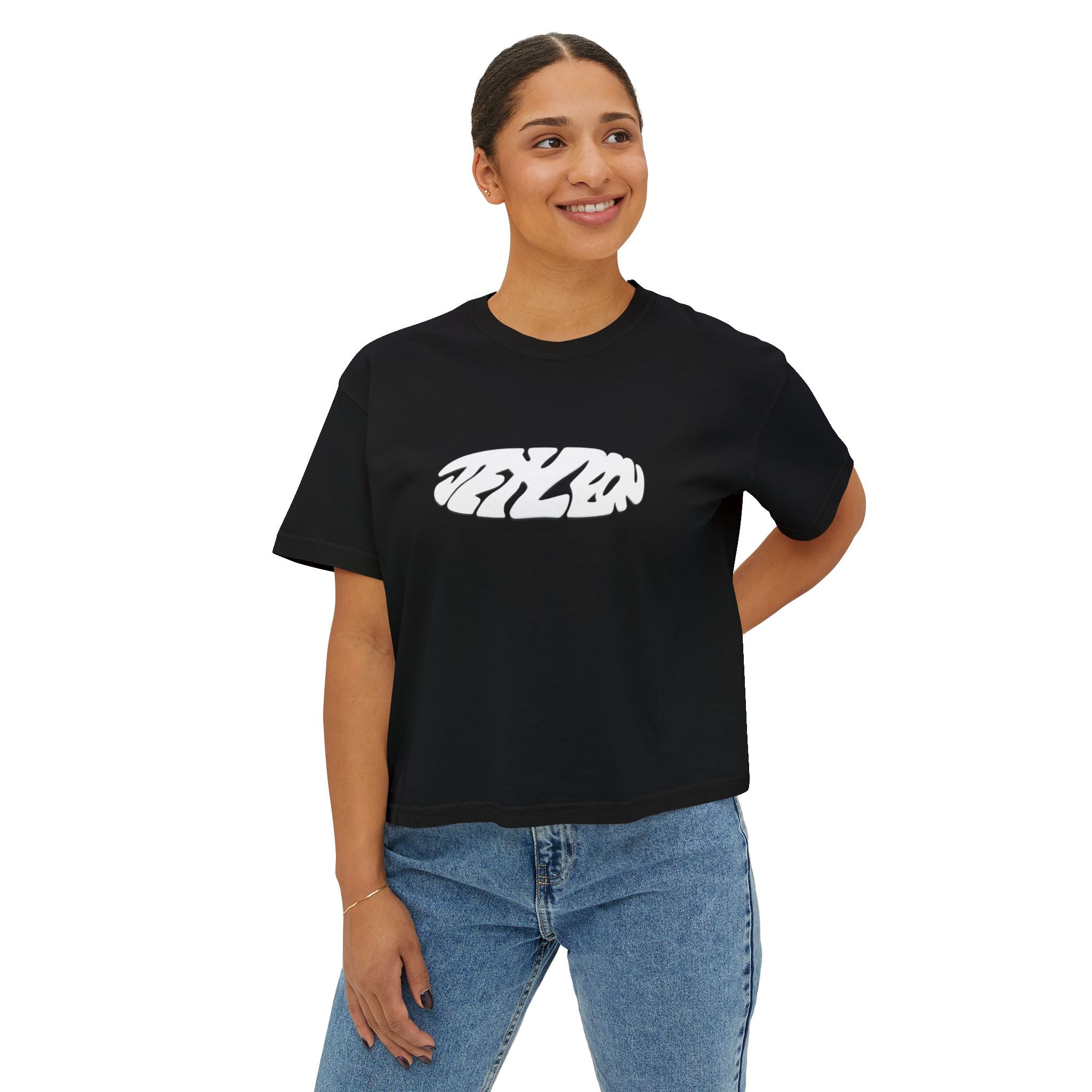 Jet Leon Women's Boxy Tee | Slightly Cropped Minimal Abstract Print