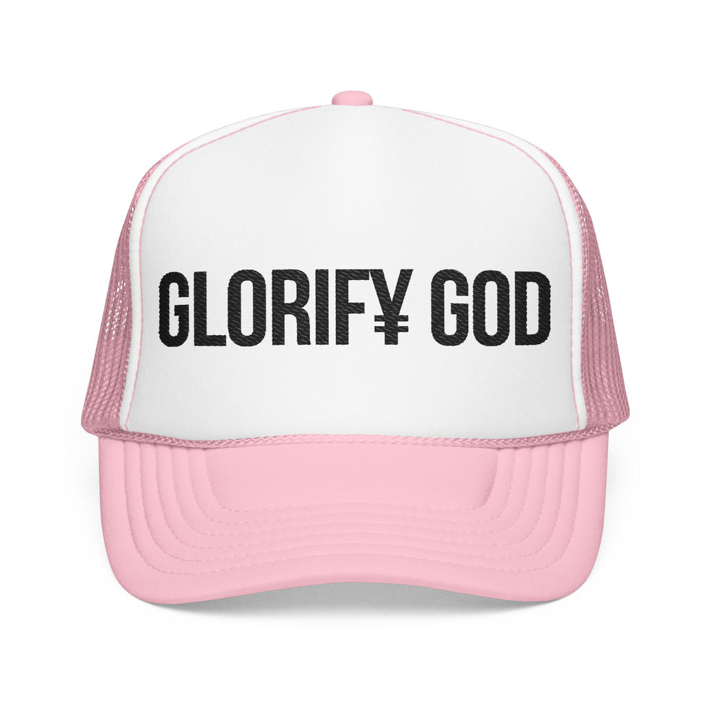 GLORIFY GOD Foam Trucker Hat | Christian Faith Message, Script Logo