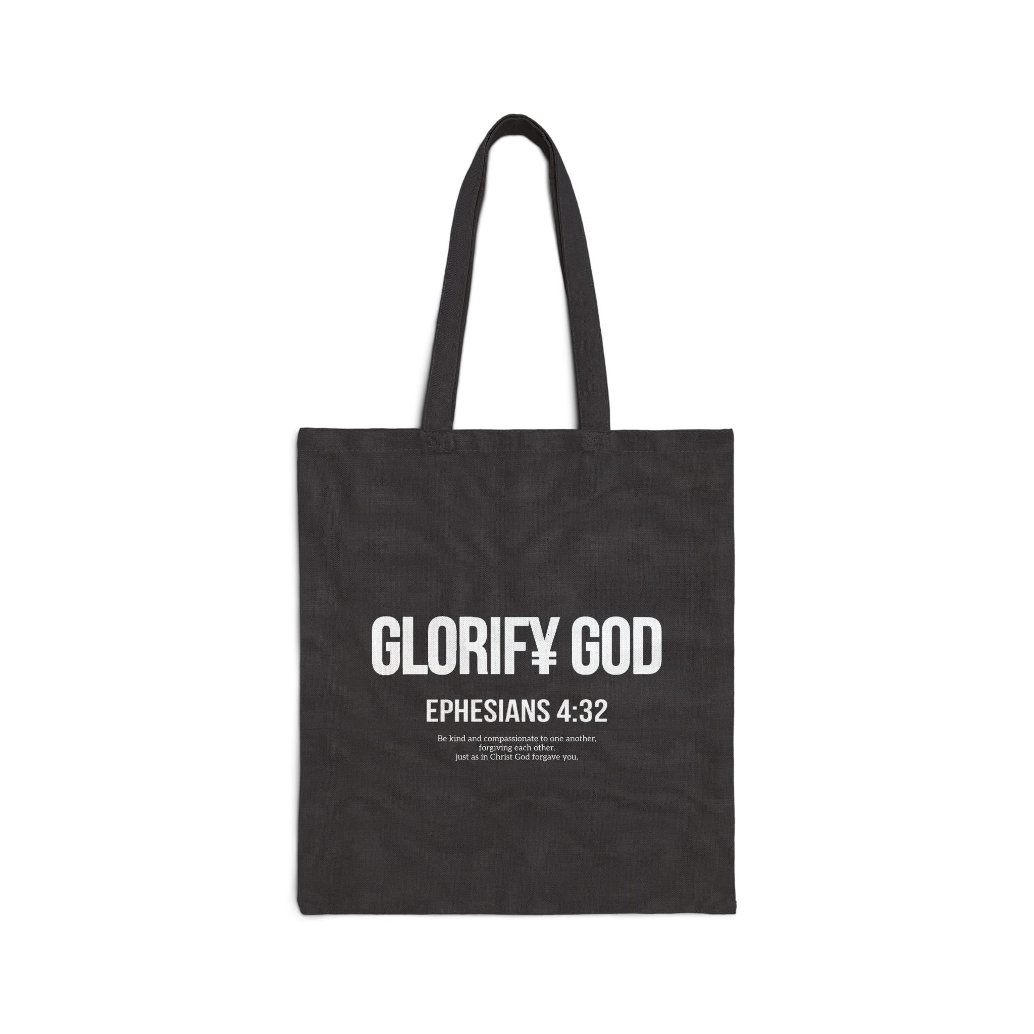 Glorify God Scripture Tote | Black Canvas Tote Bag