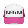 GLORIFY GOD Foam Trucker Hat | Christian Faith Message, Script Logo