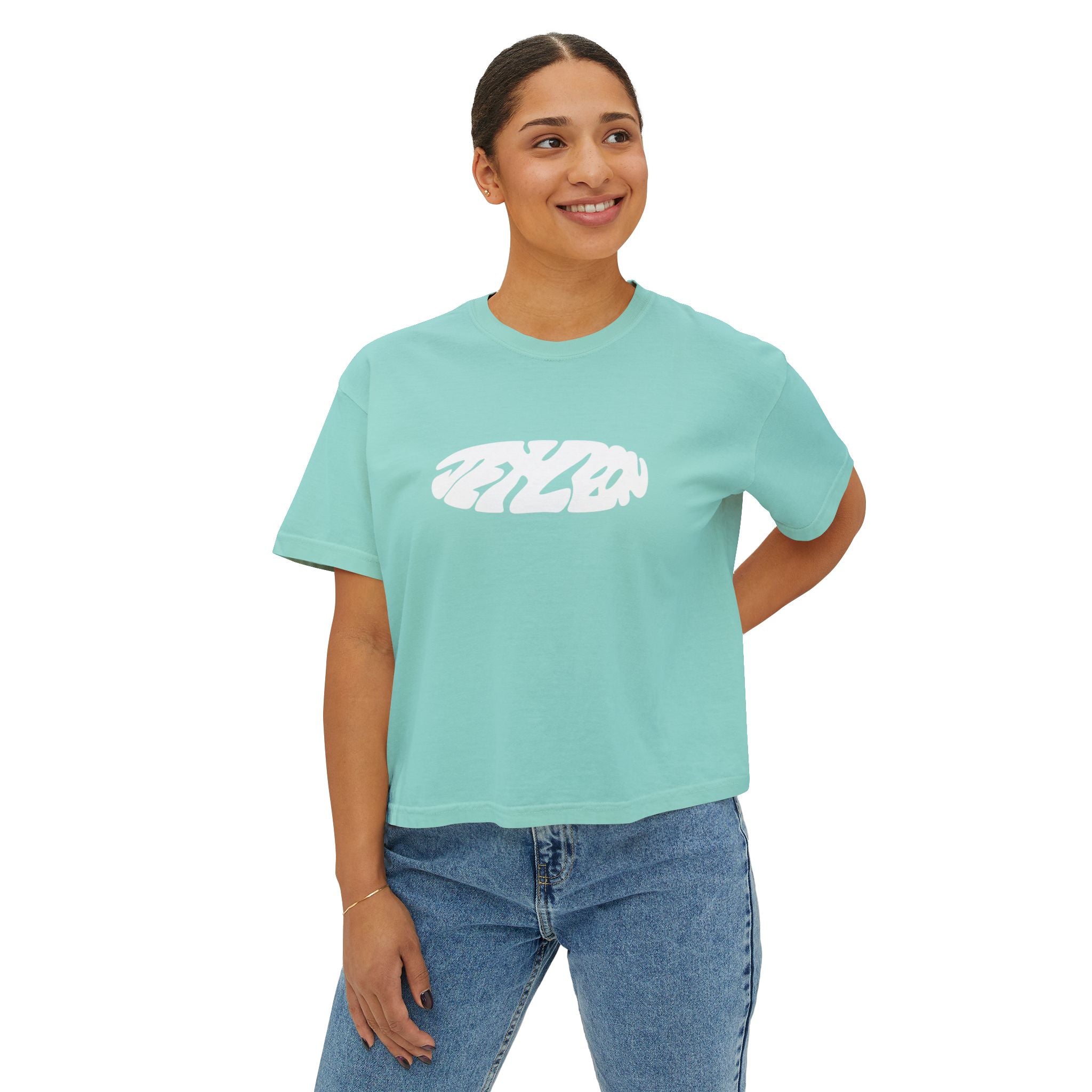 Jet Leon Women's Boxy Tee | Slightly Cropped Minimal Abstract Print