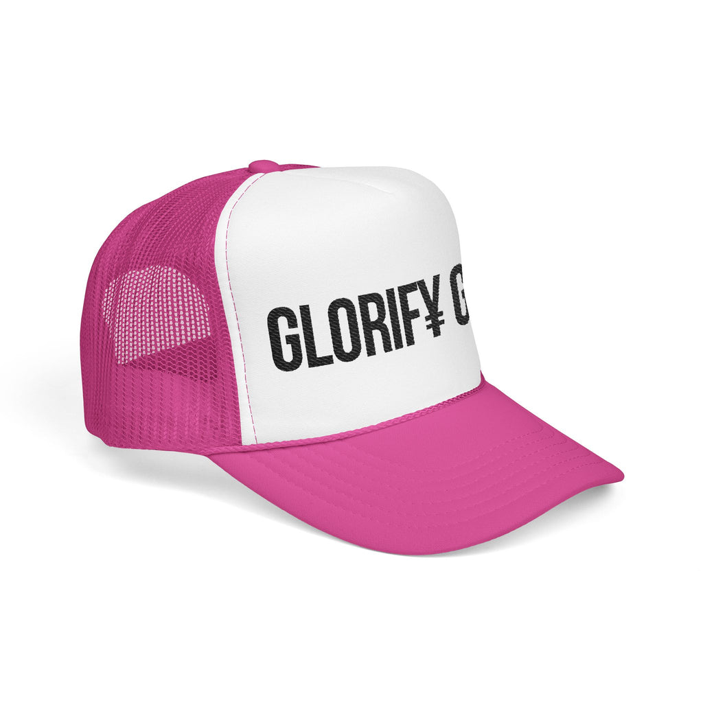 GLORIFY GOD Foam Trucker Hat | Christian Faith Message, Script Logo