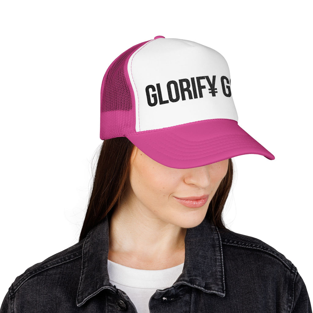 GLORIFY GOD Foam Trucker Hat | Christian Faith Message, Script Logo