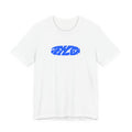 Blue Abstract Wave Logo Tee | White T-Shirt, Minimal Graphic