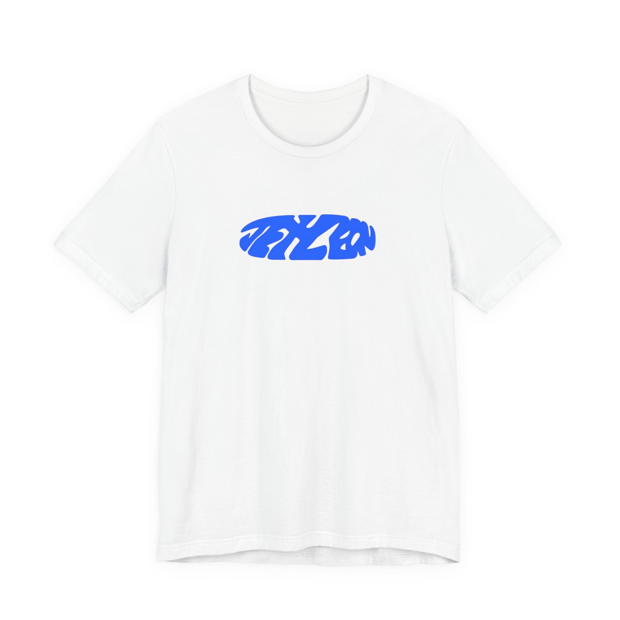 Blue Abstract Wave Logo Tee | White T-Shirt, Minimal Graphic