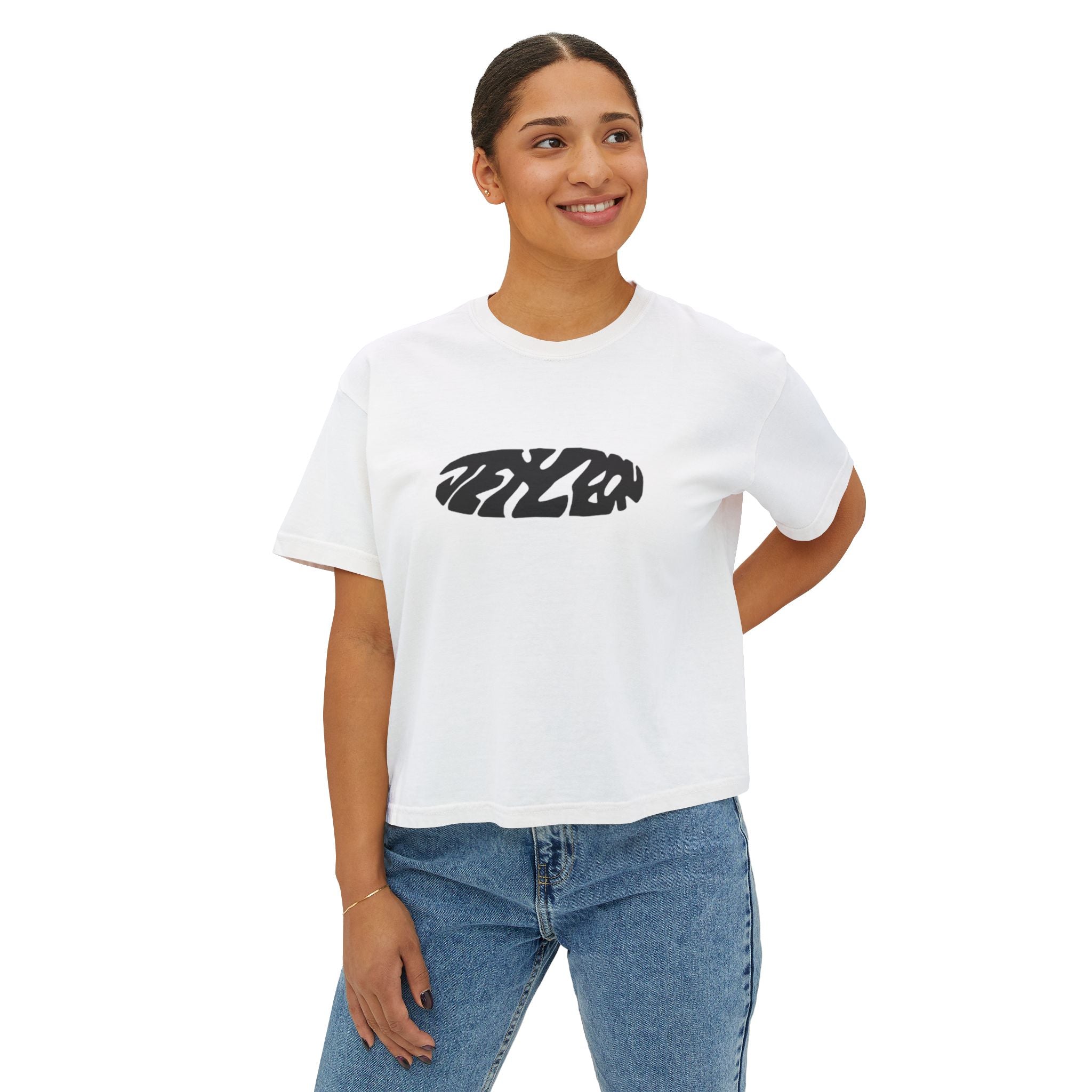 Jet Leon Women's Boxy Tee | Slightly Cropped Minimal Abstract Print