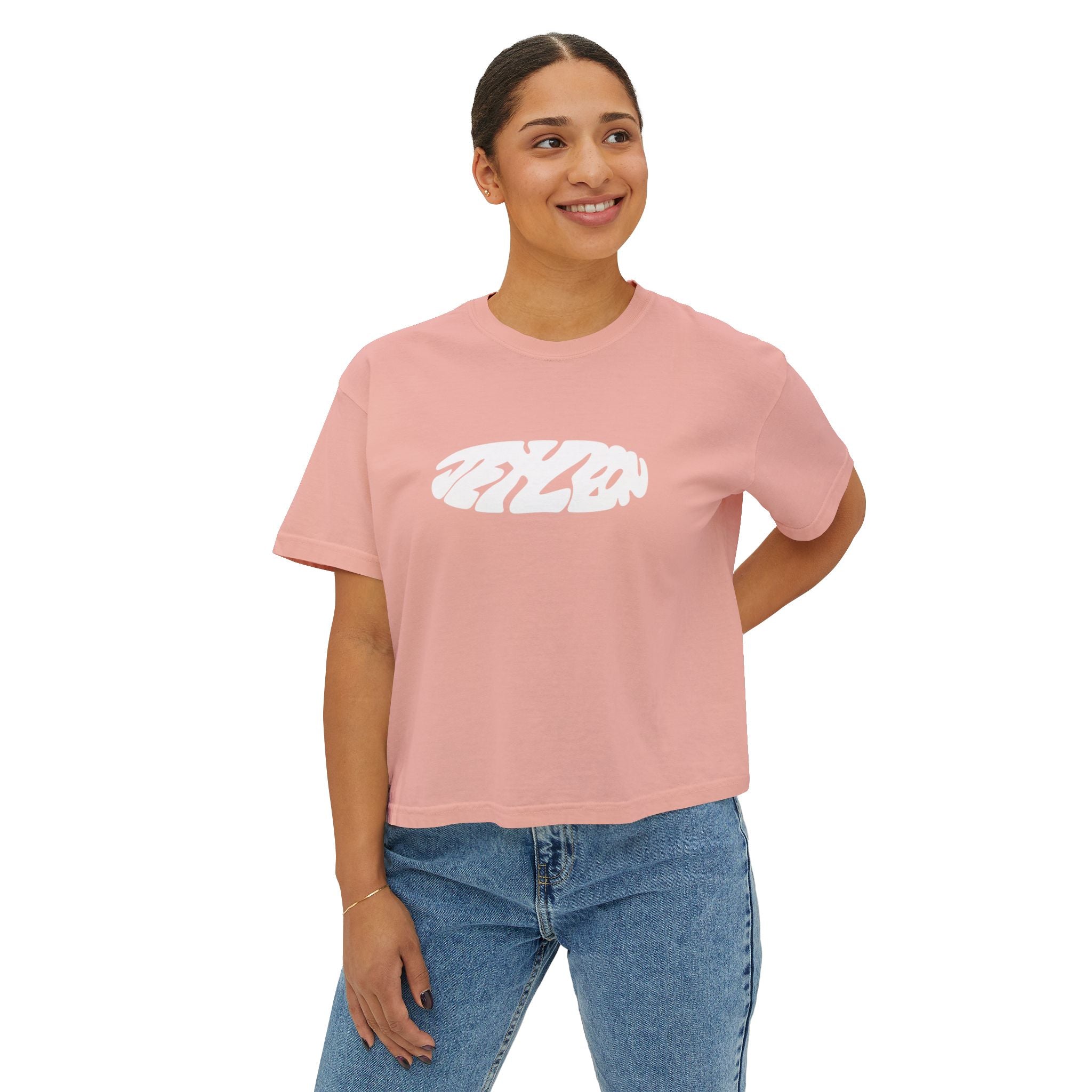 Jet Leon Women's Boxy Tee | Slightly Cropped Minimal Abstract Print