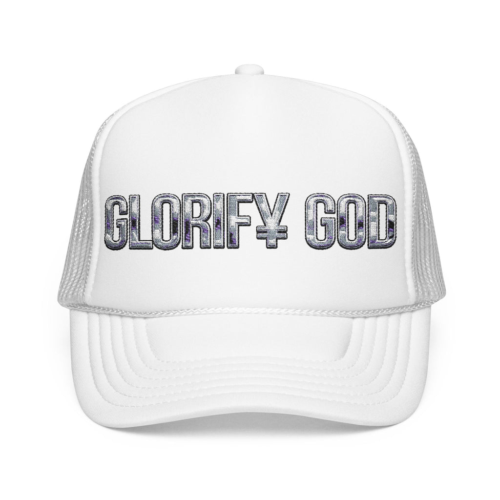 Glorify God foam trucker hat | religious sparkly lettering