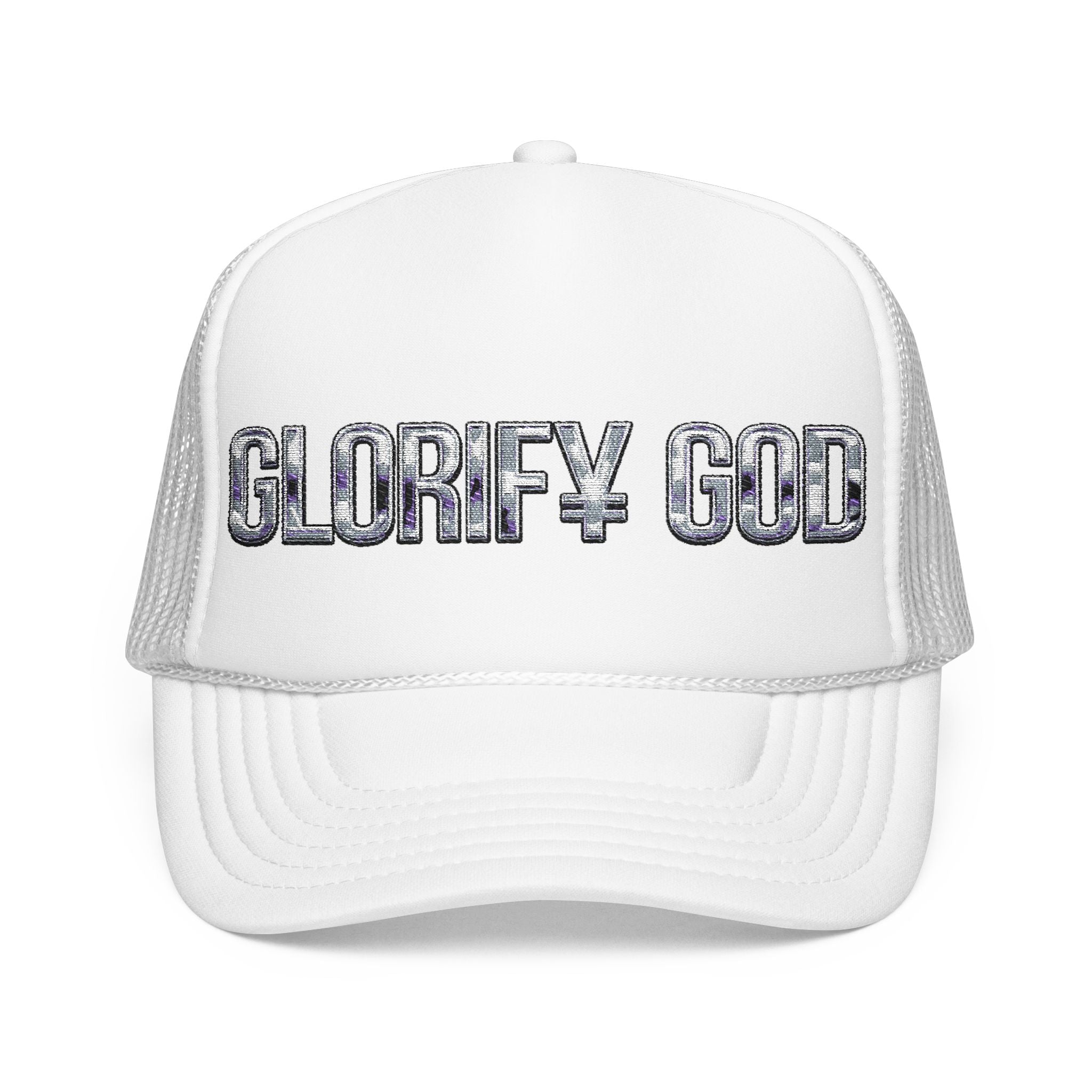 Glorify God foam trucker hat | religious sparkly lettering