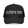 GLORIFY GOD Foam Trucker Hat | Religious Faith Rhinestone Text