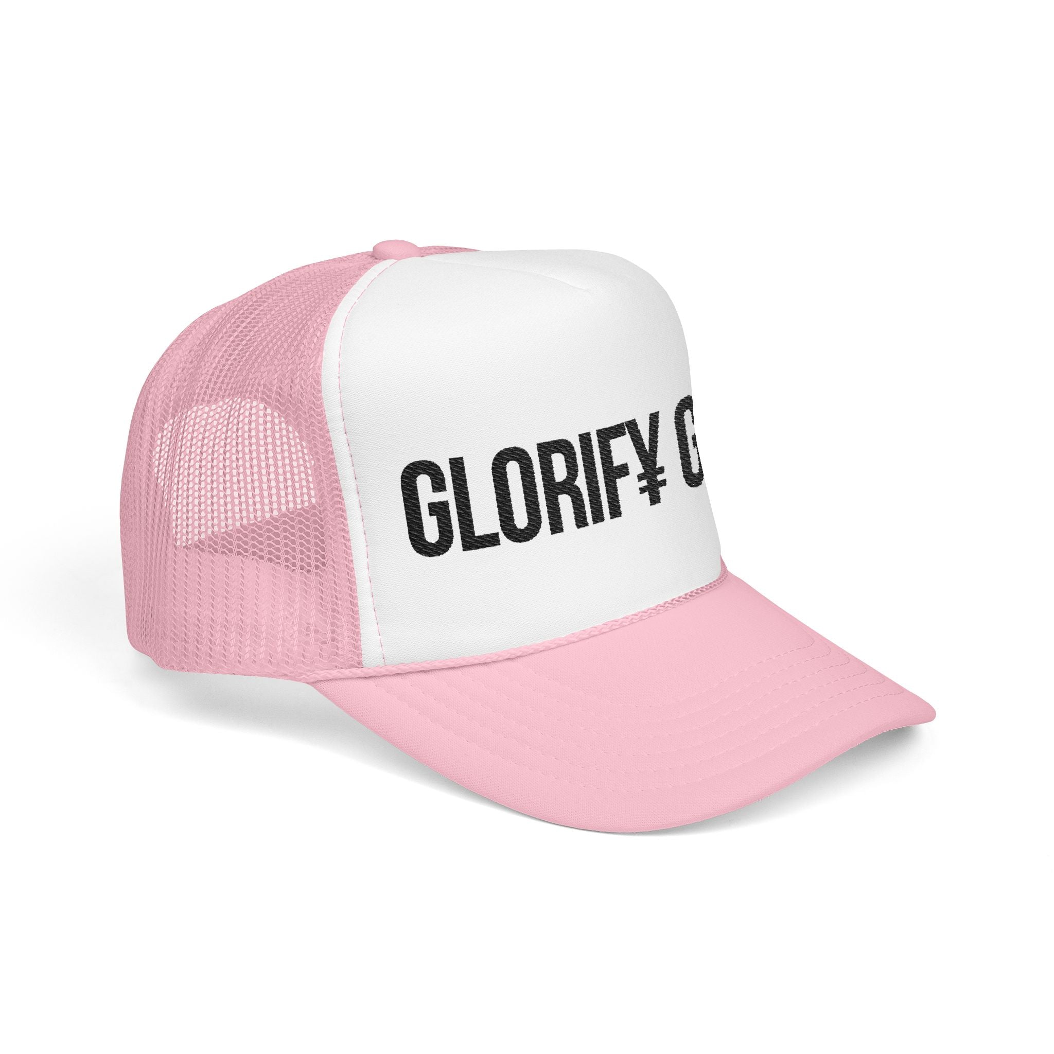 GLORIFY GOD Foam Trucker Hat | Christian Faith Message, Script Logo